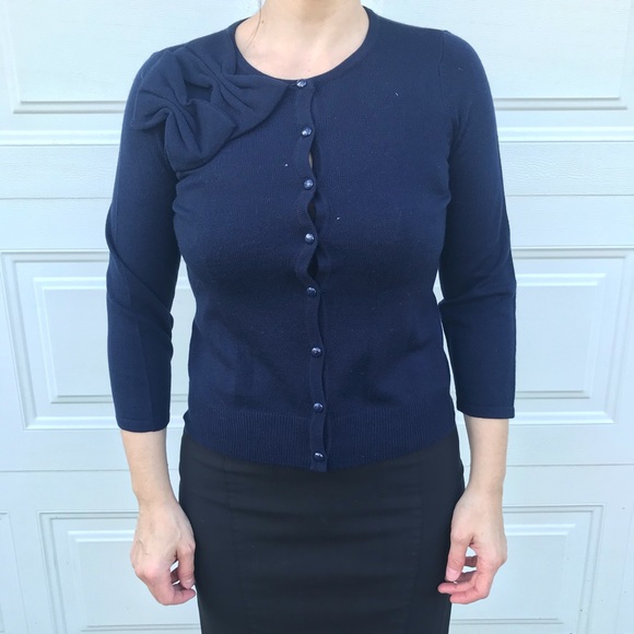 U-knits cardigan Military navy blue Bow rockabilly - Picture 3 of 11